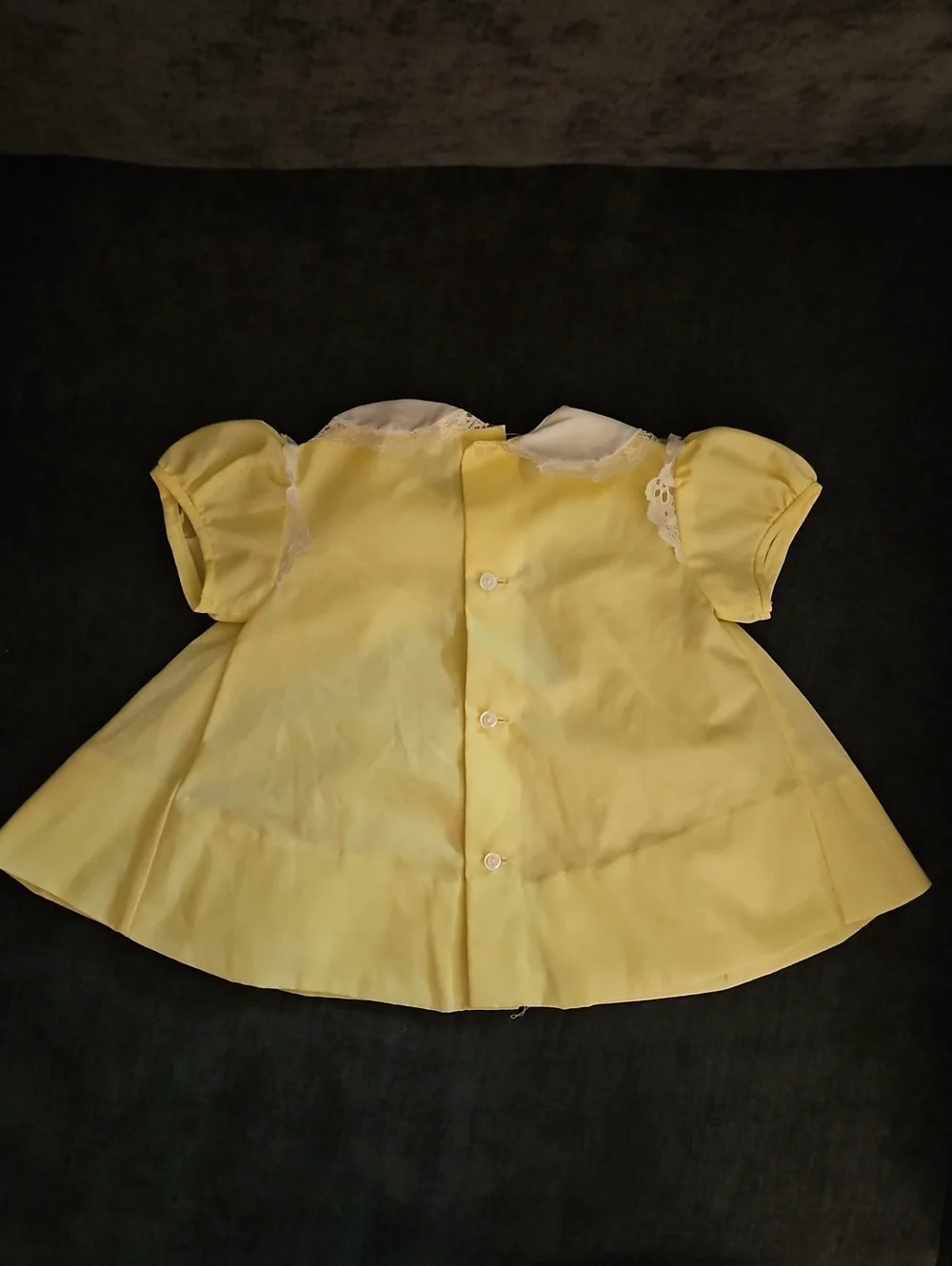 Vtg CATTAN CANDY Yellow Peter Pan Collar Pretty Baby Embroidered Dress